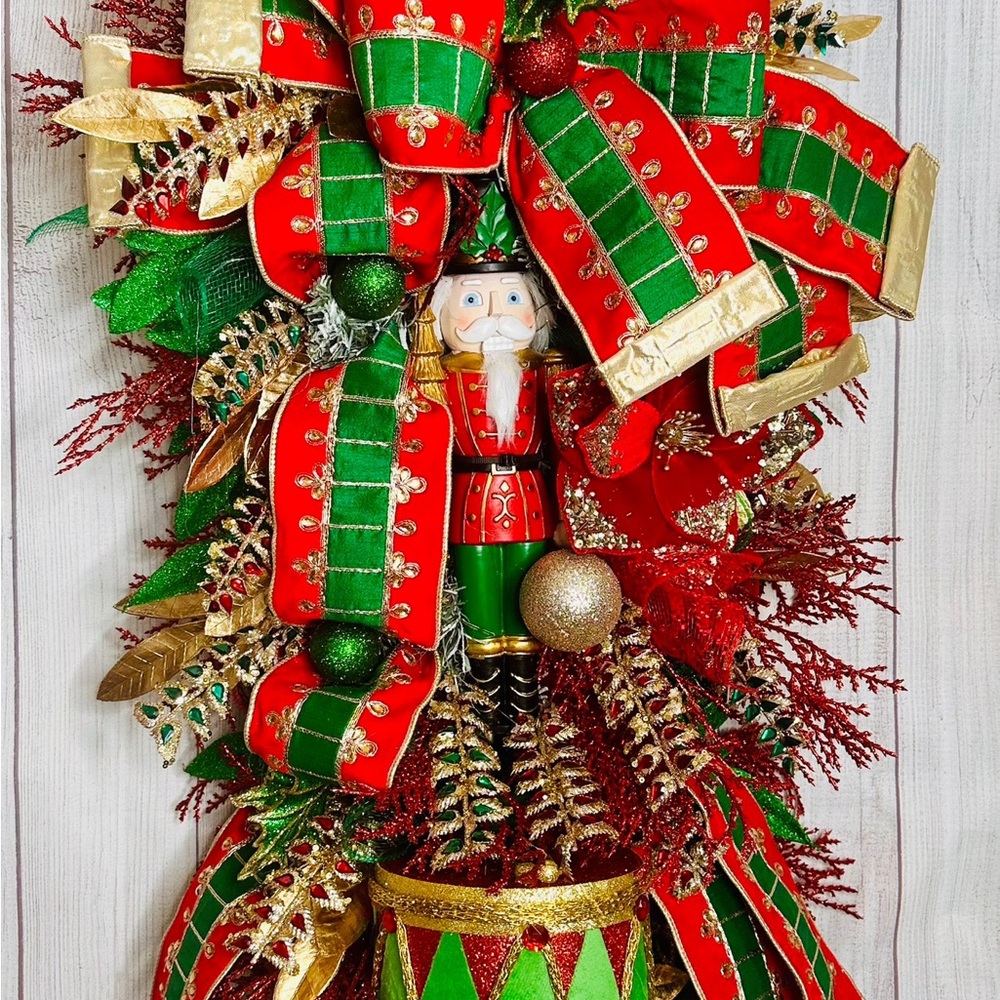 Nutcracker Holiday Swag with Red and Green Accents
